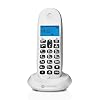 Motorola C1001CBW+ Téléphone Fixe DECT Sans Fil - Blocage Appels, Mains-Libres, Grand Répertoire 50 Contacts, Blanc