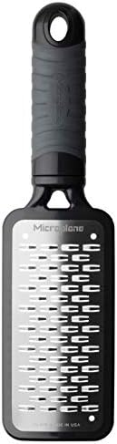 Microplane Kitchen Grater Fine for Hard Cheese, Citrus Fruits, Garlic, Chili, Cinnamon and Nutmeg from The Home Series in Black & Stainless Steel