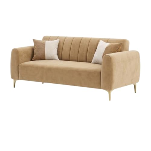 Image of Habibi Rich Velvet Suede 3+2 Seater Sofa Set | Spacious Soft Touch Comfort Seating | 5 Person Seating | Modern Living Room Sofa Set (Beige)