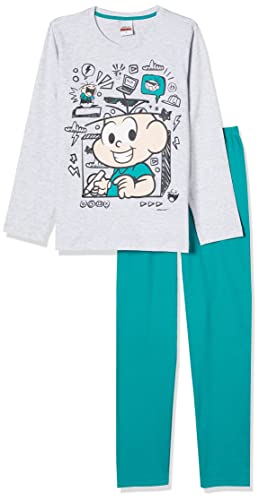 Conj. de Pijamas Manga Longa C/Calça, Meninos, Turma da Mônica, Mescla/Verde, 06