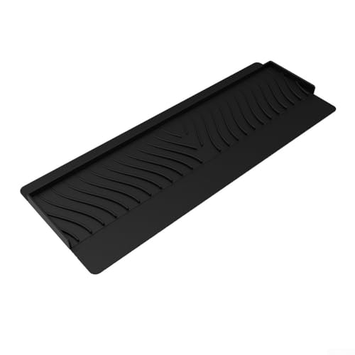 Gdfnmogo Protector de salpicaduras de silicona para fregadero de cocina y baño, tabla deflectora reutilizable para lavar platos, se adapta a encimeras sólidas, fácil de cl, negro