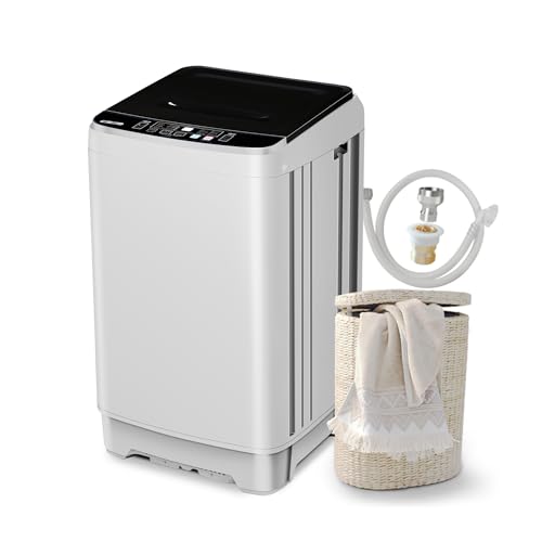 Portable Washing Machine 17.7lbs Full Automatic Portable Washer Machine for Apartment, 10 Wash Program Tub Self-cleaning Small Washing Machines for Dorm, Home, RV, Apartment, Off-White