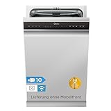 Midea MDWES1034CS-W Geschirrspüler Teilintegriert 45 cm, 10 Maßgedecke, Einbau Spülmaschine mit 8 Programme, 47dB, 3/6/9/12H Startverzögerung, HygieneCare+, Home Connect