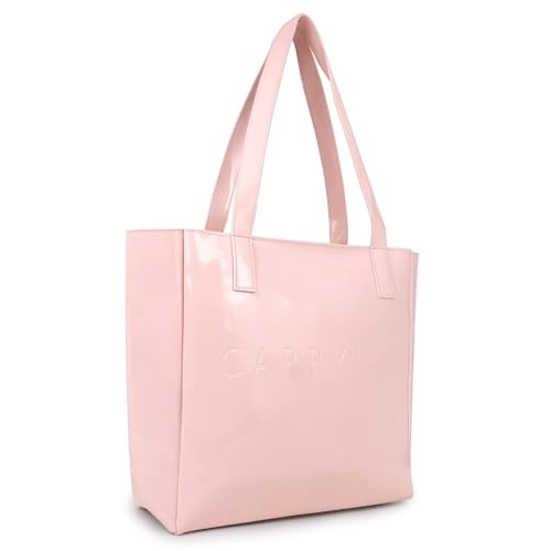 Image of Carrylux Spacious Tote Bag For Womens Handbag Ladies Purses, With Zip Closure Shining Synthetic Leather | Spacious