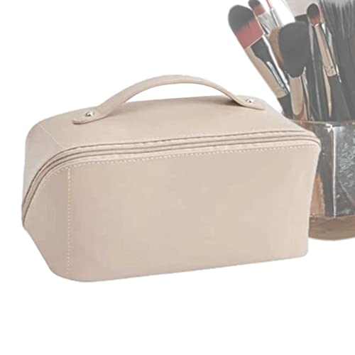 viagem maquiagem | Bolsas grandes para cosméticos viagem, maquiagem couro PU portátil cosméticos via