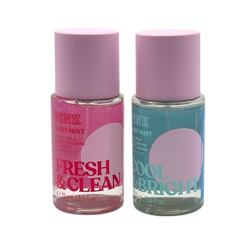 Victoria's Secret PINK FRESH & CLEAN and COOL & BRIGHT Mini Body Mist 2-piece bundle Travel size for Women 2.5 fl oz each