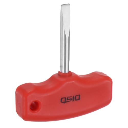HARFINGTON SL6 T-Handle Tip Slotted Screwdriver Magnetic Flat Head Screwdrivers CR-V Pocket Screwdriver for DIY Repairing, Red
