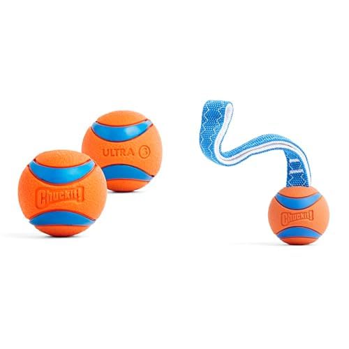 Chuckit Ultra Ball 2-inch Small Dog Toy Pack of 2 Ultra Tug Medium Dog Toy Bundle for Dogs