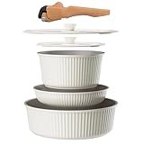 AMPWEEL フライパン セット 6点 鍋 IH対応 ガス火対応 フライパン セット PFOAなどの有害物質不使用 フライパン 取っ手 取れる 軽量 適切なひとり暮らしのボウグルフライパン セット