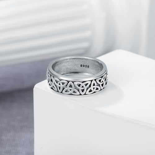 Celtic Knot Ring Sterling Silver 8mm Celtic Knot Wedding Band Ring Gift for Men Women3