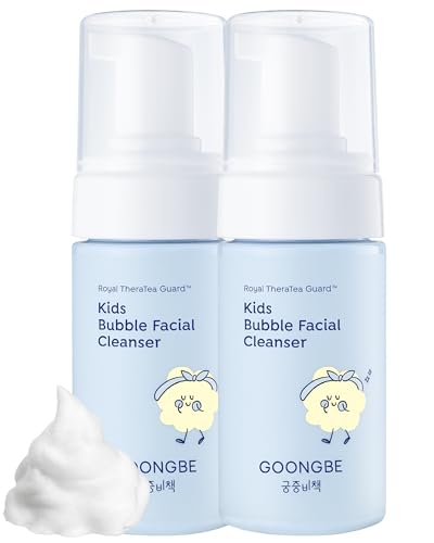Image of GOONGBE Kids' Bubble Facial Cleanser - Korean Kids Low pH Bubble Foam Face Wash - Gentle Cleansing & Hydrating with Panthenol and Amino Acids - Allergen Free Scent, 3.38 fl.oz. 2 Pack