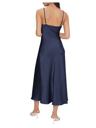 Image of Floerns Women's Spaghetti Strap Cowl Neck Long Slip Satin Silk Midi Dress
