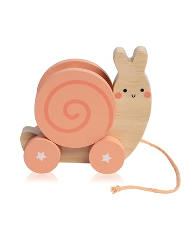 Pearhead Montessori Snail Pull Toy Wooden Toddler Walking Toy