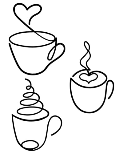 HUVZOR 3Pcs Décoration Murale en Métal, Cadres Decoratif Murales Fer Tasse à Café Art Minimaliste Muraux pour Cafe ​Cuisine Salon de Thé Restaurant Pub Deco, Noir