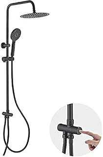 Ibergrif - Modern Shower System with Diverter, 3 Way Dual Head Riser Rail Set, Black