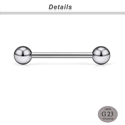 Ocptiy 16G 14G 12G Titanium Tongue Rings Nipple Piercings Externally/Internally Threaded G23 Hypaollergenic Nipple Tongue Barbells Piercing Jewelry for Women Men 12mm 14mm 16mm 19mm Bars4