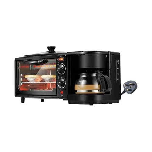 3 in 1 Breakfast Center Station,with Coffee Machine,Oven Breakfast Maker,Portable Toaster with Frying Pan for Bread Sausages