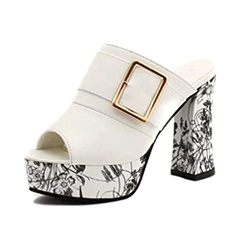 CHLDDHC Sandales pour Femmes D'été De Style Romain, Talons Épais, Talons Hauts, Pantoufles À Bouche De Poisson, Taille Plus Sandales Bout Ouvert Cover