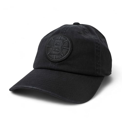 American Needle Boston Bruins NHL Blue Line Tonal Adjustable Dad Cap Hat (Black)