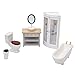 iLAND Dollhouse Furniture and Accessories 1/12 Scale of Dollhouse Bathroom Set incl Ceramic Dollhouse Toilet & Bathtub & Wooden Bathroom Cabinet with Sink (Modern 7pcs)