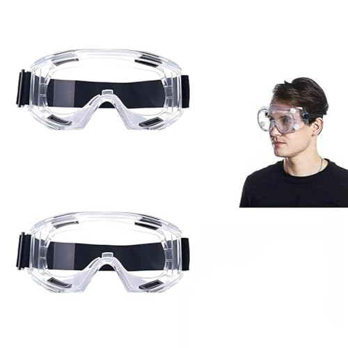 2 Gafas de Seguridad Protectoras Antivaho - Gafas de Protección Total con Lentes Transparentes Antisalpicaduras y Banda Ajustable para Trabajo, Bricolaje y Taller ✅