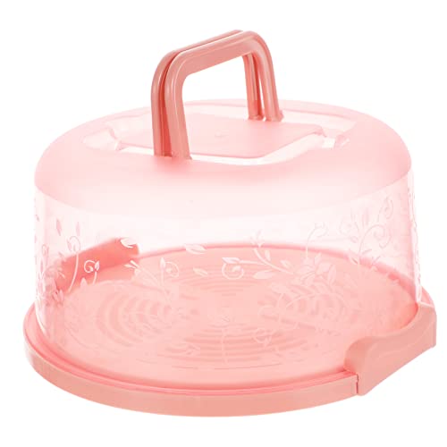OSOLADY Portable Round Cake Box Container with Sealing Buckle Pink PP Food Packaging for Bakery Sandwiches Cookies and Pastries Easy to Assemble and Carry
