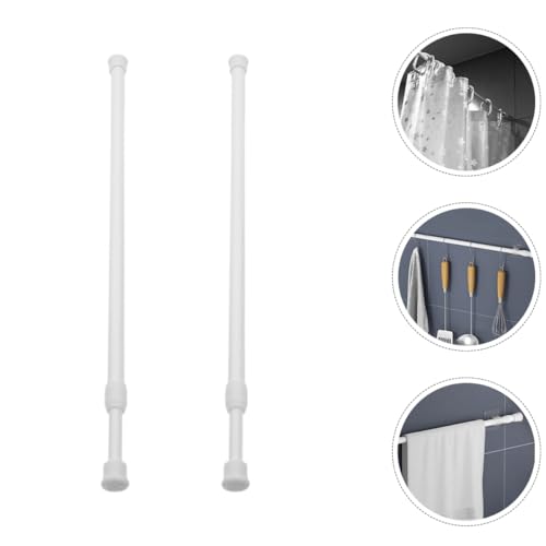 Miniatura 5 de Pretyzoom Barras De Cortina Ajustable Y Barra De Tensión Telescópica 40-70 Cm Acero Resistente Sin Taladro Para Armario Baño 2 Piezas Multiusos