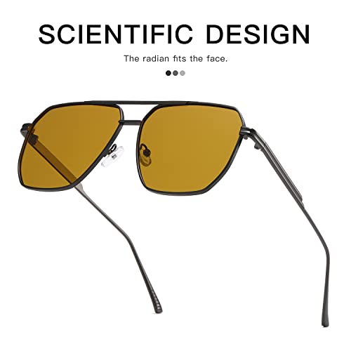Image of MASDUN Retro Oversized Square Polarized Sunglasses for Women Men Vintage Shades UV400 Classic Metal Sun Glasses
