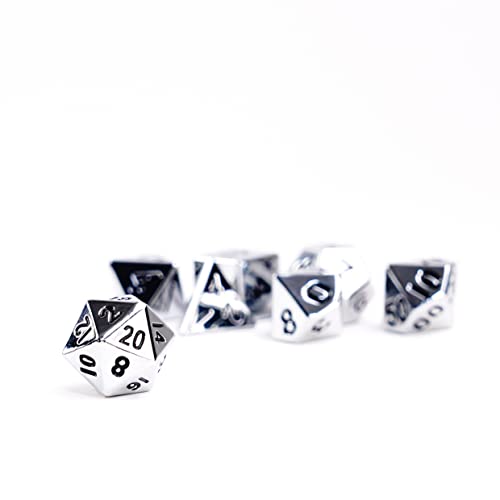 Fanroll By Metallic Dice Games 16Mm Metal Polyhedral Dnd Dice Set: Silver, Role Playing Game Dice For Dungeons And Dragons #TOP2
