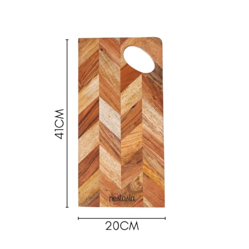 Image of Nestasia Wood Chopping Board for Kitchen (15 Inch) | 100% Natural Acacia & Mango Wood Cutting Board for Chopping Fruits & Vegetables | Durable, Olive Oil Coated & Toxin Free