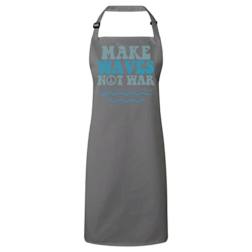 Tablier cuisine premium Make Waves Not War surf hippie en coton réglable