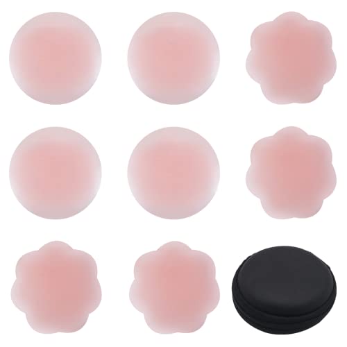 YINENGD 4 Paar Nipple Cover, Damen Nippelpads Silikon, Wiederverwendbar Selbstklebende Nippelabdeckung mit Aufbewahrungsbox (6.7cm) Cover