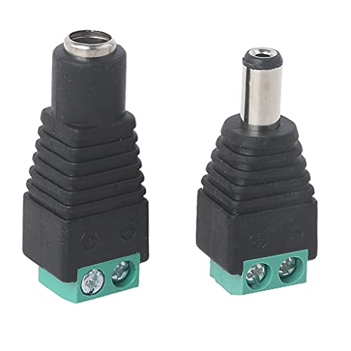 Mllepjdh for Connector Plug 12V Power Adapter Connector 5.5x2.1mm Male+Female for CCTV Camera Led Connect Connectors 5.5mm X 2.1mm