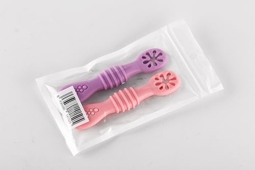 Foto von HOMYBABY® Silikon-Baby-Löffel – Babylöffel ab 6 Monate und für 2 Phasen – BLW Antibakterielles Esslernbesteck – Baby-Besteck mit 2 ergonomischen Baby-Löffeln – Babybesteck (Paket C, x2)