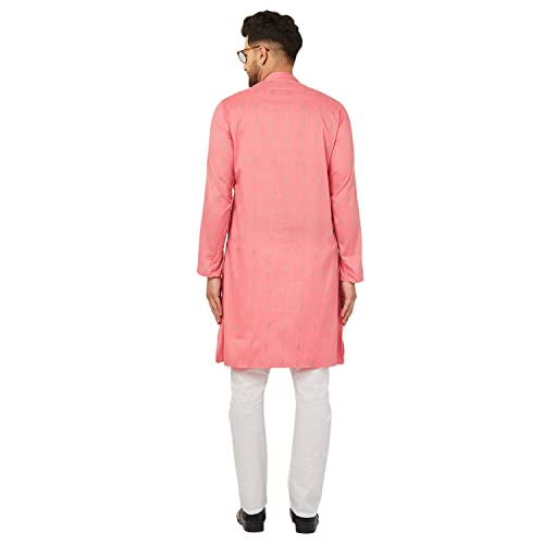 Image of Traditional Cotton Self Design Kurta Pajama Set For Men