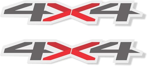 Image of Set of 2 PCS 4x4 Decals Stickers Compatible with 2014-2018 Chevy Silverado Sierra Truck Pickup Bedside,Truck Emblems, Auto Decoration Accessories Emblem (Gray /Red Slim)