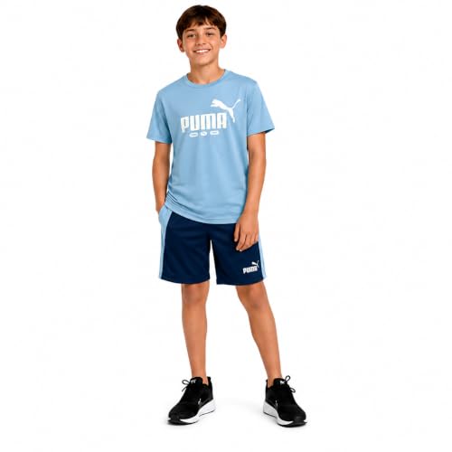 Image of PUMA Boys Active Shorts Set - 2 Piece Dry Fit T-Shirt and Performance Gym Shorts - Activewear Clothing Set for Boys (4-16)