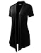 BH B.I.L.Y USA Women's Classic Asymmetrical Front Short-Sleeve Drape Cardigan Black XX-Large