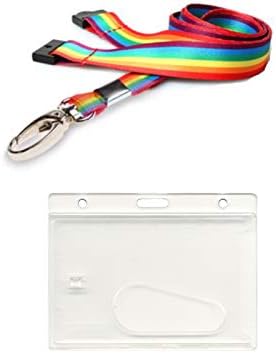 ID Card It Rainbow Lanyard Neck Strap with Safety Breakaway and Strong Clip with ID Card Pass Badge Holder for Work, Office, NHS, Pride (Metal Lanyard)
