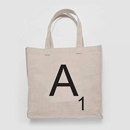 Srabble Letter Initial Personal Shopping Bag For Life Large Beach Woven Canvas Tote Groceries Gym Shopper Big Illustration