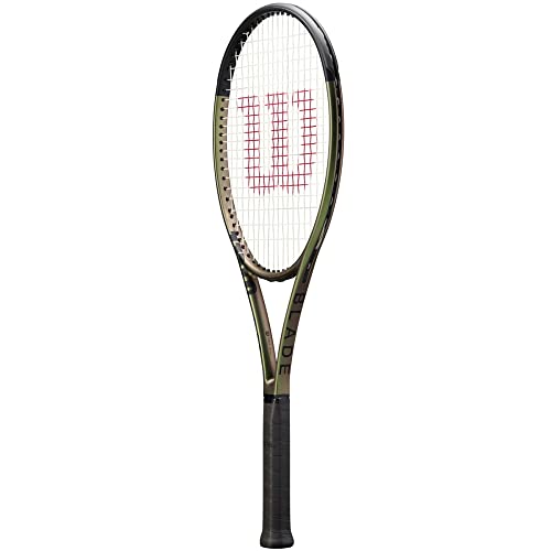 Wilson Blade 98 V8 18X20 Tennis Racquet (4 1/4" Grip) Strung With Black Syn Gut Racket String - Best Racquet For Flexibility And Stability #TOP3