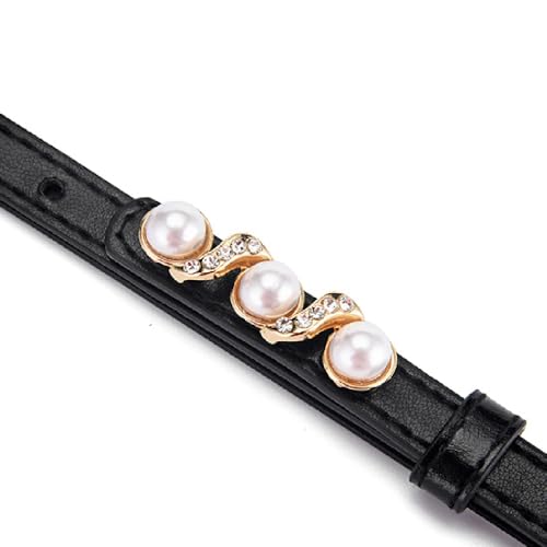 Skinny Black Belt Gold Buckle for Women Leather Thin Belt for Dress Pants Jeans Wedding Pearl Belt for Bride Dresses4