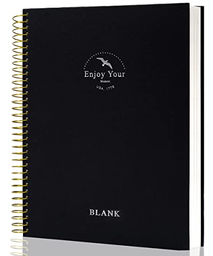 Carnet de croquis à spirale vierge grand format 21,6 x 27,9 cm noir