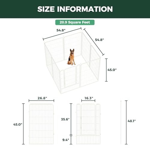 Image of FXW Rollick Unleashed Dog Playpen for Indoor, Yard, RV Camping, 45 inch 8 Panels for Large Dogs, White│Patented