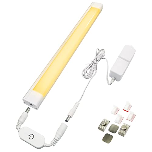 Plug in Luce Sottopensile Cucina LED Dimmerabile, Luce LED Per Armadio 30CM Striscia Led Bianco Caldo 3000K, Lampada Sottopensile Con 12V 1A Adattatore Di Alimentazione per Cucina, Corridoi, Garage