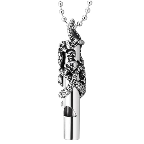 Collier sifflet serpent homme pour look motard et concerts