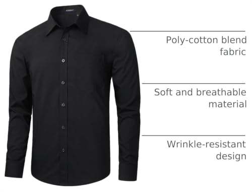 Image of HISDERN Mens Dress Shirts Long Sleeve Button Down Casual Shirts for Men Inner Contrast Formal Business Tuxedo Wedding Shirt
