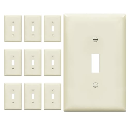 ENERLITES 10 Pack Mid-Size Toggle Light Switch Cover Plate, Light Almond