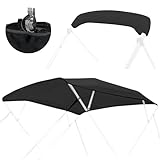 Caminor 4 Bow Bimini Top Replacement Canvas with Light Hole and Storage Boot, 900D Heavy Duty Waterproof Bimini Top Canvas Only Without Frame, 8'L 91'-96' W Black