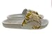 VERSACE JEANS COUTURE Baroque-Print White Slide Sandals with Gold Accent -EU43